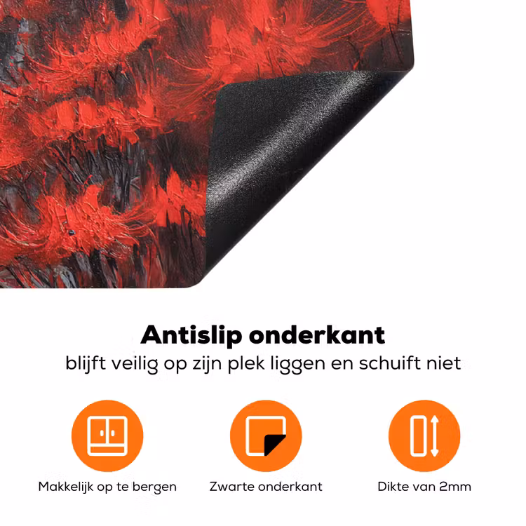 Rode bloemen - mistig - Man Inductie beschermer vinyl 3mm klein -zzzzzzz-td-onderkant
