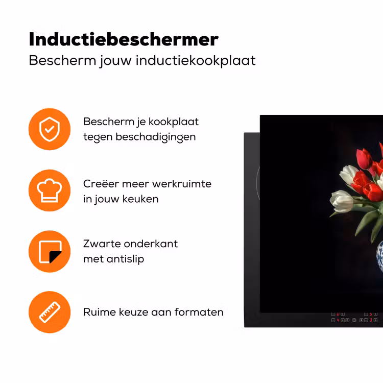 Rode - Bloemen - Tulpen - Vaas Inductie beschermer vinyl 3mm klein -zzzzzzz-td-ups