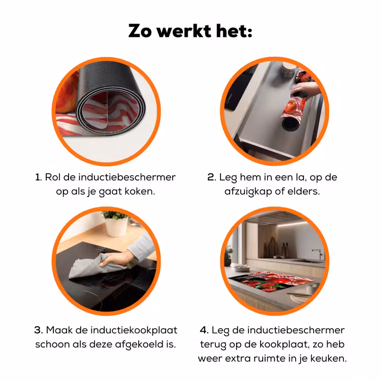 Inductiebeschermer - Rode bloemen - Vaas - Rode bloemen - Vaas Inductie beschermer vinyl 3mm klein