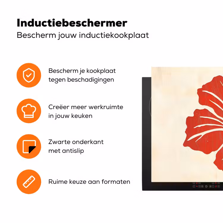 Rode hibiscusbloem - Textuur achtergrond - Beige Inductie beschermer vinyl 3mm klein -zzzzzzz-td-ups