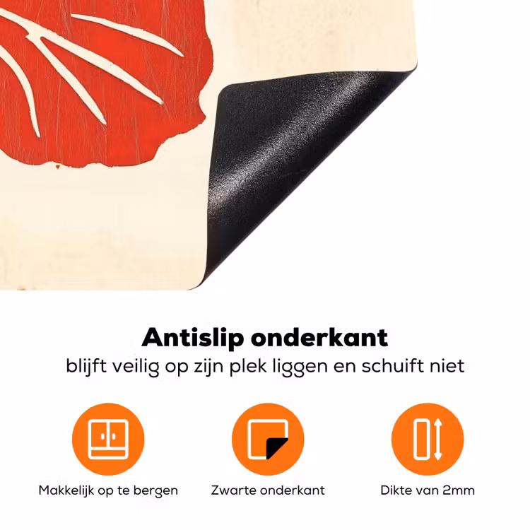 Rode hibiscusbloem - Textuur achtergrond - Beige Inductie beschermer vinyl 3mm klein -zzzzzzz-td-onderkant