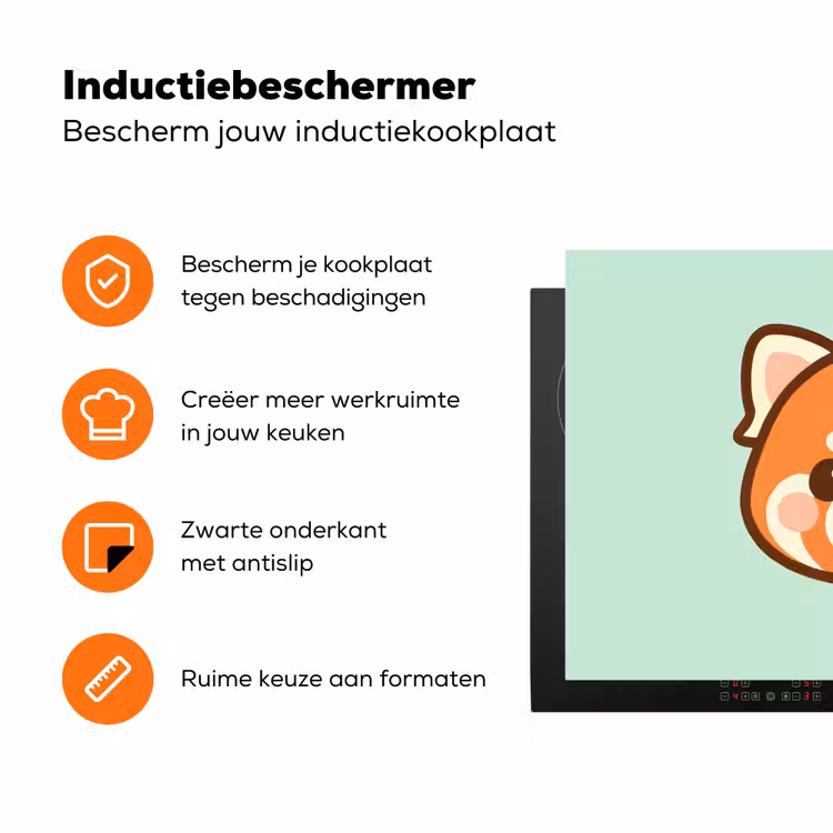 Rode panda - Groen - Cartoon Inductie beschermer vinyl 3mm klein -zzzzzzz-td-ups