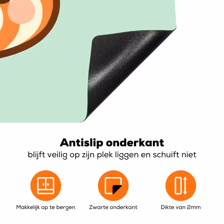 Rode panda - Groen - Cartoon Inductie beschermer vinyl 3mm klein -zzzzzzz-td-onderkant