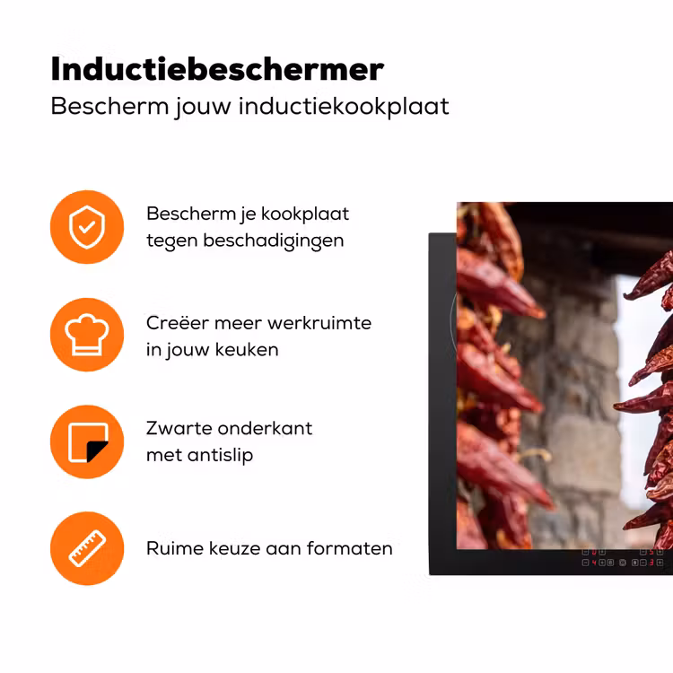 Inductiebeschermer - Rode pepers - Eten - Rode pepers - Eten Inductie beschermer vinyl 3mm klein