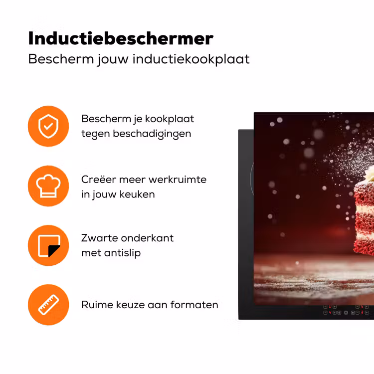 Rode - Velvet - Taart - Eten Inductie beschermer vinyl 3mm klein -zzzzzzz-td-ups