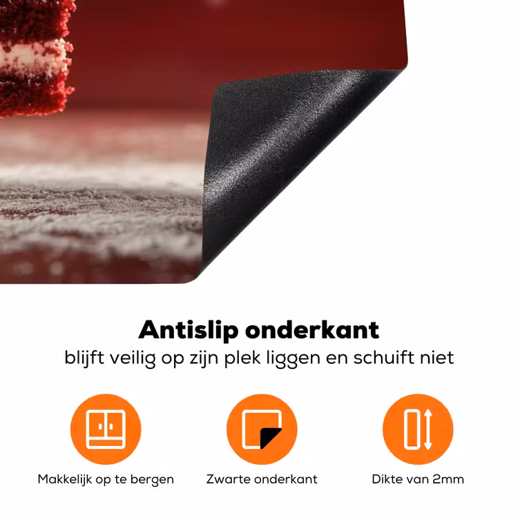 Rode - Velvet - Taart - Eten Inductie beschermer vinyl 3mm klein -zzzzzzz-td-onderkant