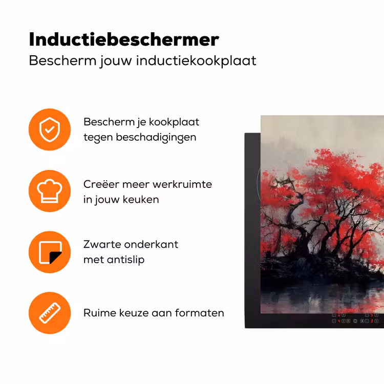 Rode zon - Rivier - brug - Bomen Inductie beschermer vinyl 3mm klein -zzzzzzz-td-ups