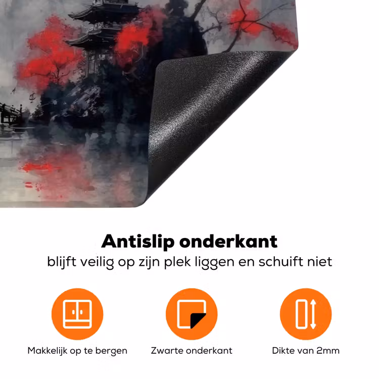 Rode zon - Rivier - brug - Bomen Inductie beschermer vinyl 3mm klein -zzzzzzz-td-onderkant