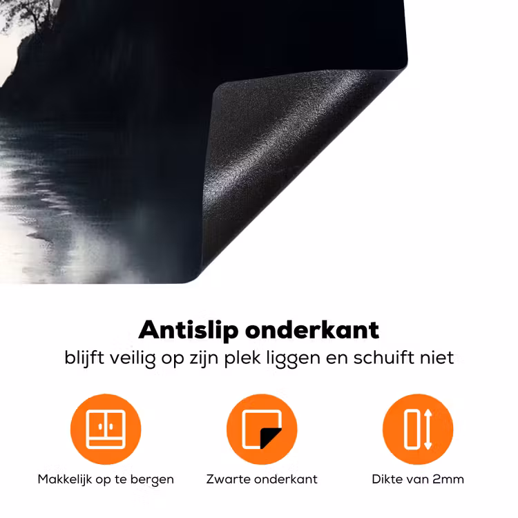 Roeiboot - Mistig - Bergen - Vogels Inductie beschermer vinyl 3mm klein -zzzzzzz-td-onderkant