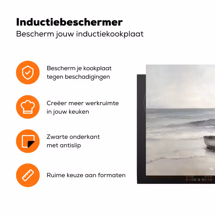 Roeiboot - Zee - Horizon Inductie beschermer vinyl 3mm klein -zzzzzzz-td-ups