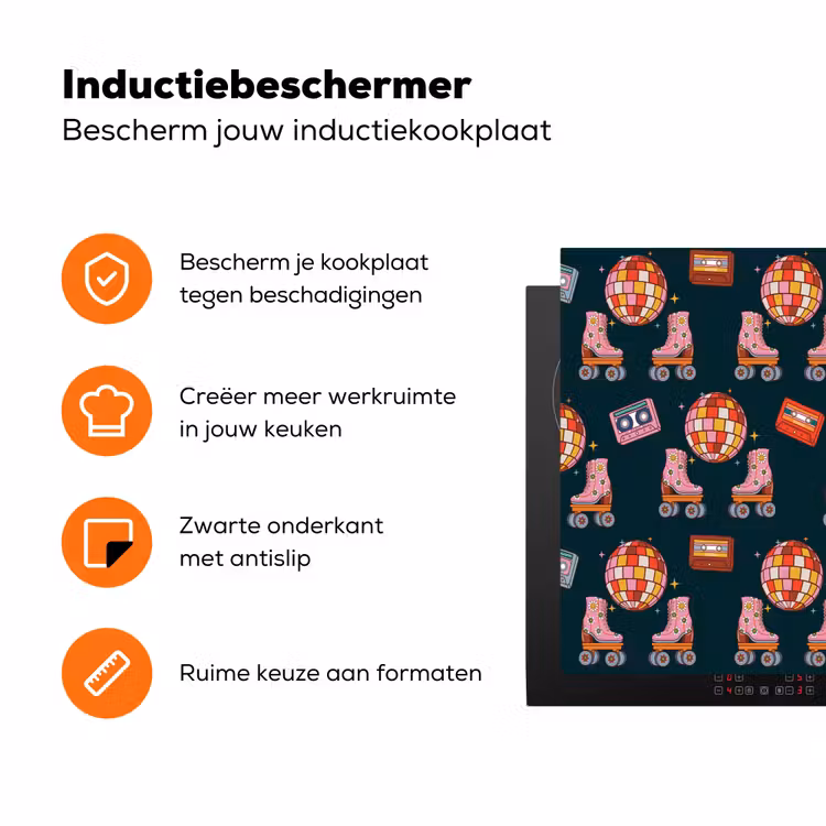 Retro - Disco - Rolschaatsen - Multi Inductie beschermer vinyl 3mm klein 276 -zzzzzzz-td-ups