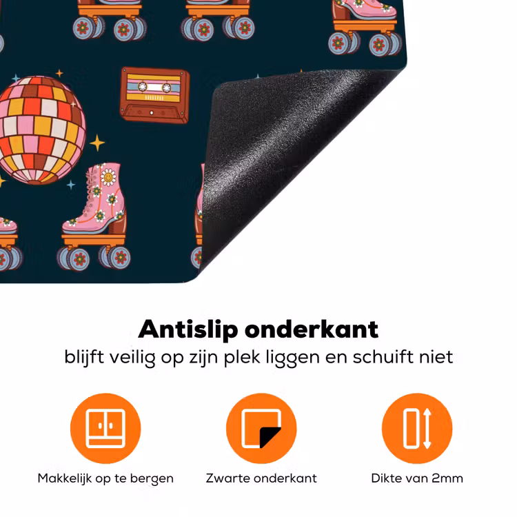 Retro - Disco - Rolschaatsen - Multi Inductie beschermer vinyl 3mm klein 276 -zzzzzzz-td-onderkant