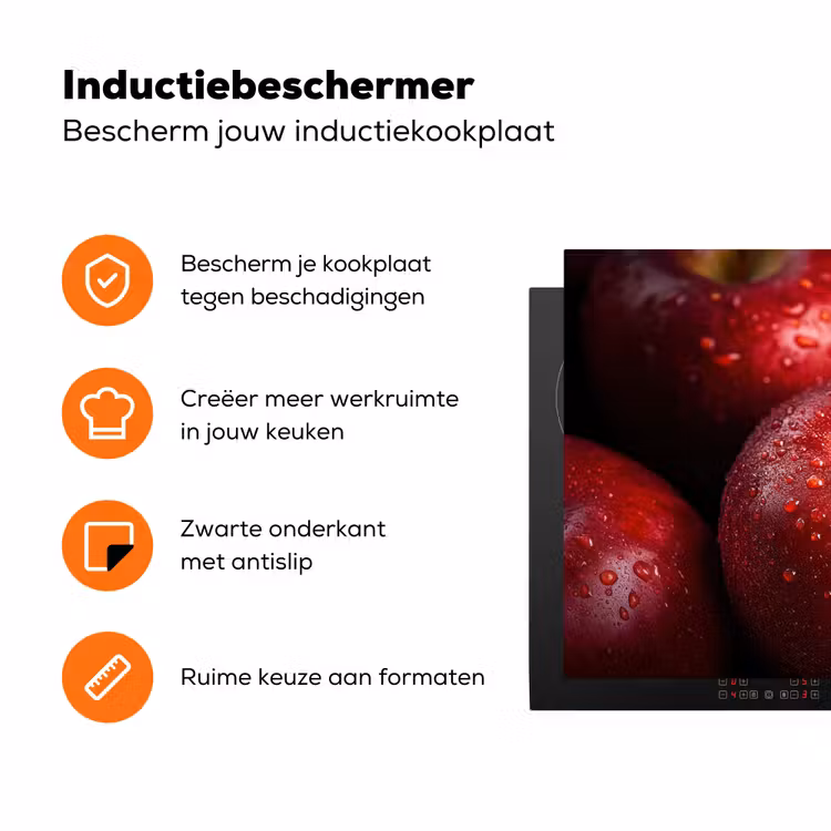 Rood - Appels - Fruit Inductie beschermer vinyl 3mm klein -zzzzzzz-td-ups