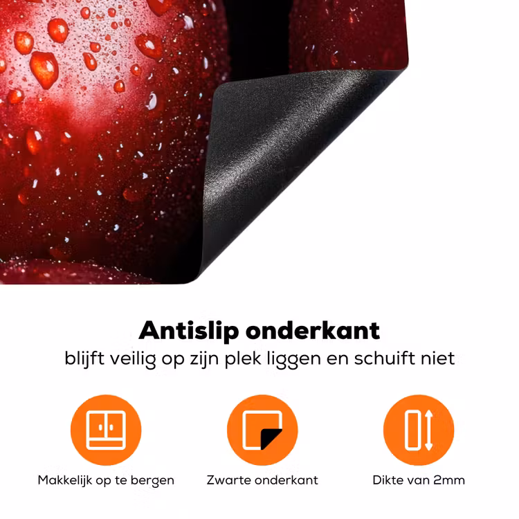 Rood - Appels - Fruit Inductie beschermer vinyl 3mm klein -zzzzzzz-td-onderkant