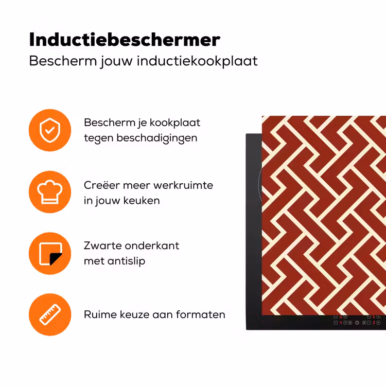 Rood - Beige - Patroon - Lijnen Inductie beschermer vinyl 3mm klein 276 -zzzzzzz-td-ups