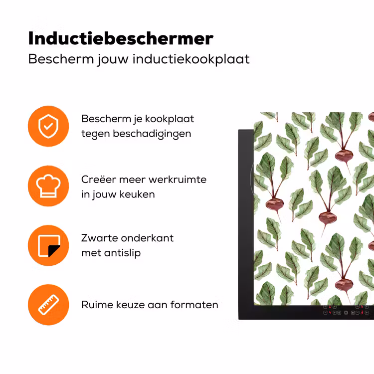 Rood - Bieten - Blad - Patroon Inductie beschermer vinyl 3mm klein 276 -zzzzzzz-td-ups