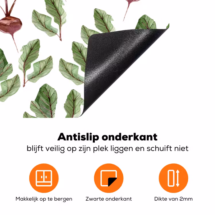 Rood - Bieten - Blad - Patroon Inductie beschermer vinyl 3mm klein 276 -zzzzzzz-td-onderkant