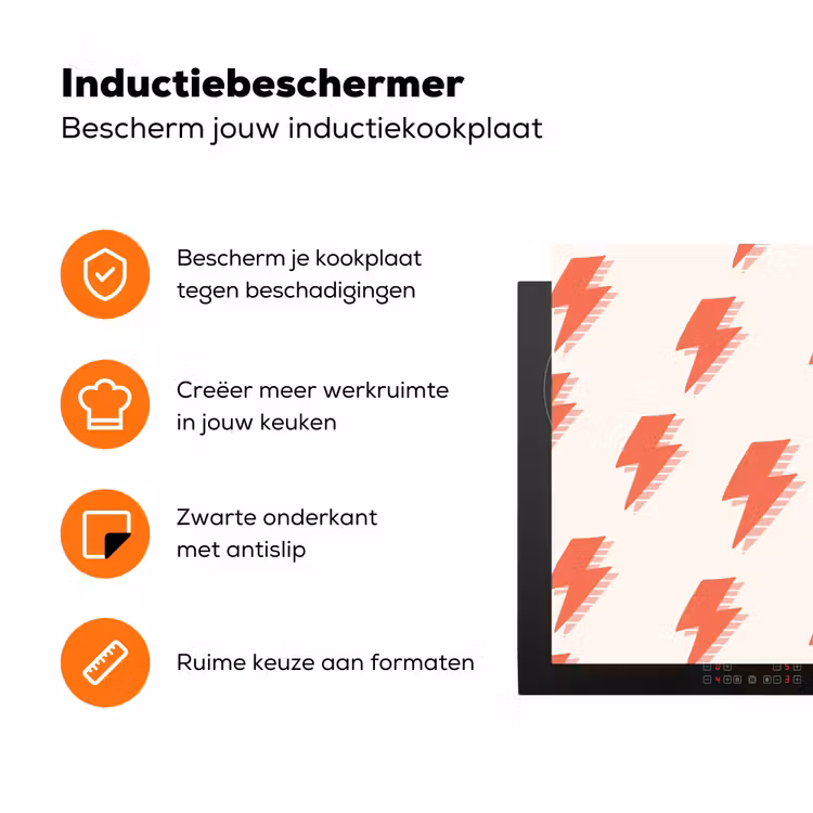 Rood - Bliksem - Roze Inductie beschermer vinyl 3mm klein 276 -zzzzzzz-td-ups