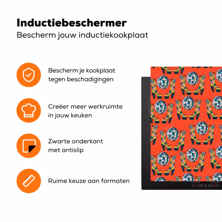 Retro - Disco - Laarzen - Rood - Multi Inductie beschermer vinyl 3mm klein 276 -zzzzzzz-td-ups