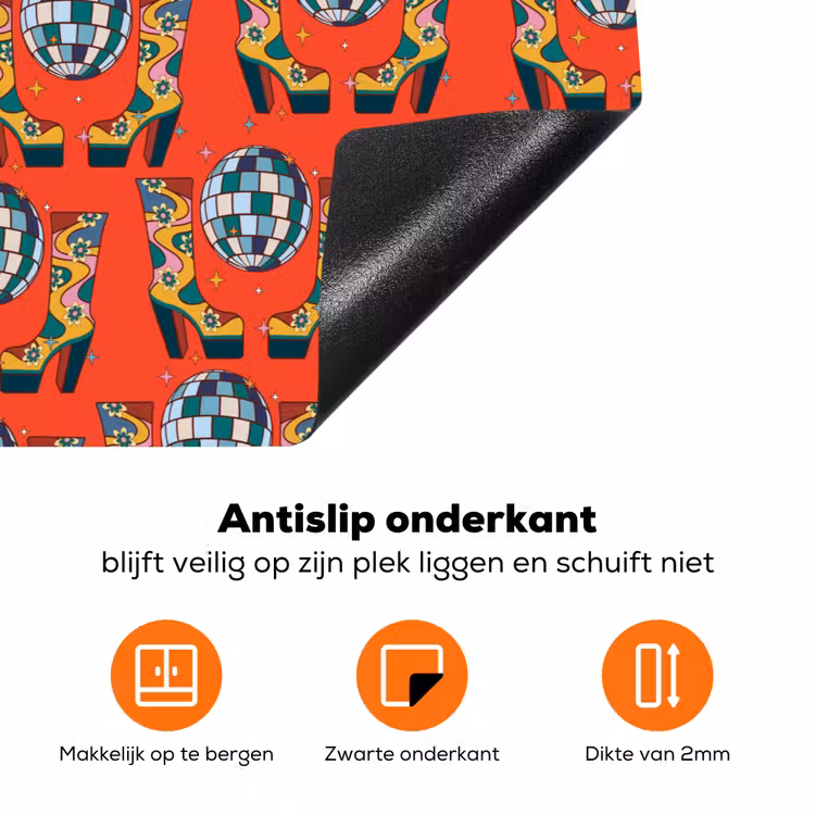 Retro - Disco - Laarzen - Rood - Multi Inductie beschermer vinyl 3mm klein 276 -zzzzzzz-td-onderkant