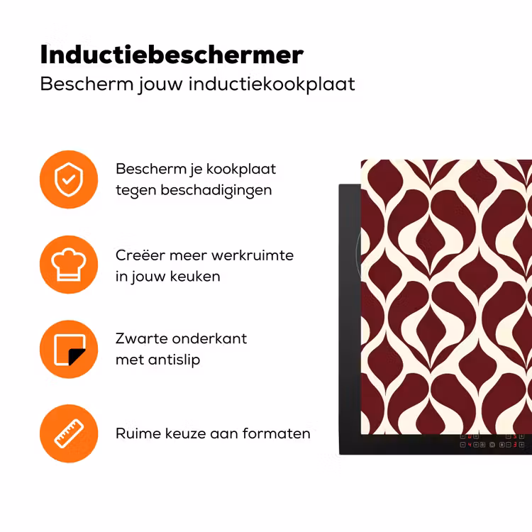 Rood - Druppelpatroon - Grafisch Inductie beschermer vinyl 3mm klein 276 -zzzzzzz-td-ups