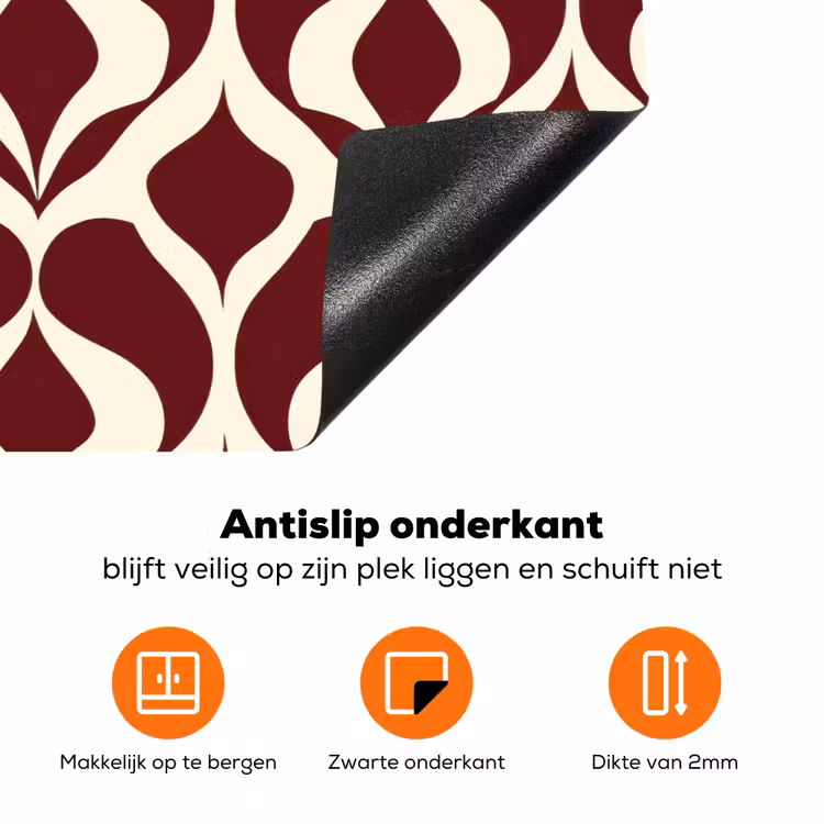 Rood - Druppelpatroon - Grafisch Inductie beschermer vinyl 3mm klein 276 -zzzzzzz-td-onderkant