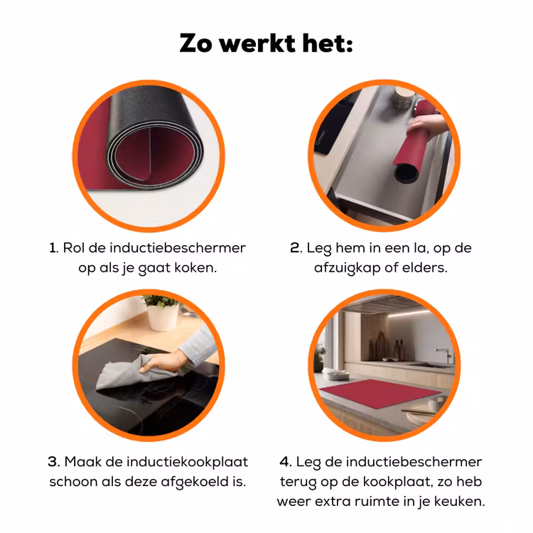 Rood - Effen kleur Inductie beschermer vinyl 3mm klein 276 -zzzzzzz-td-werking