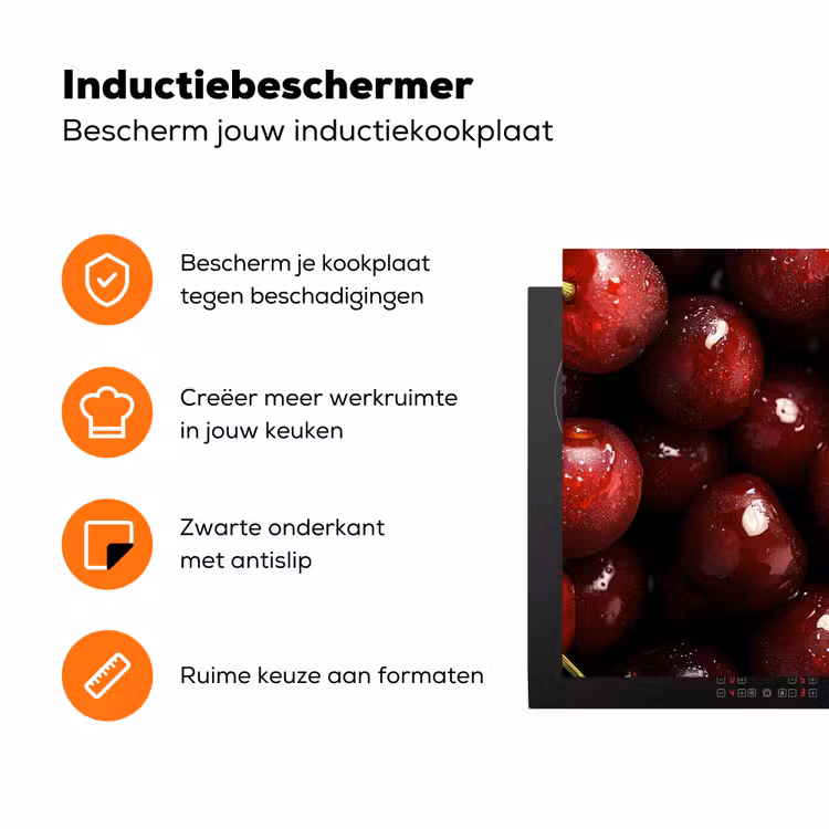 Rood - Fruit - Kersen Inductie beschermer vinyl 3mm klein -zzzzzzz-td-ups