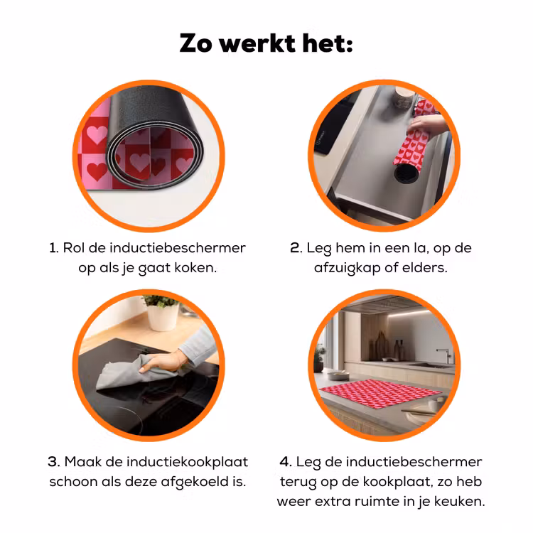 Rood - Roze - Schaakbord - Valentijn Inductie beschermer vinyl 3mm klein -zzzzzzz-td-werking