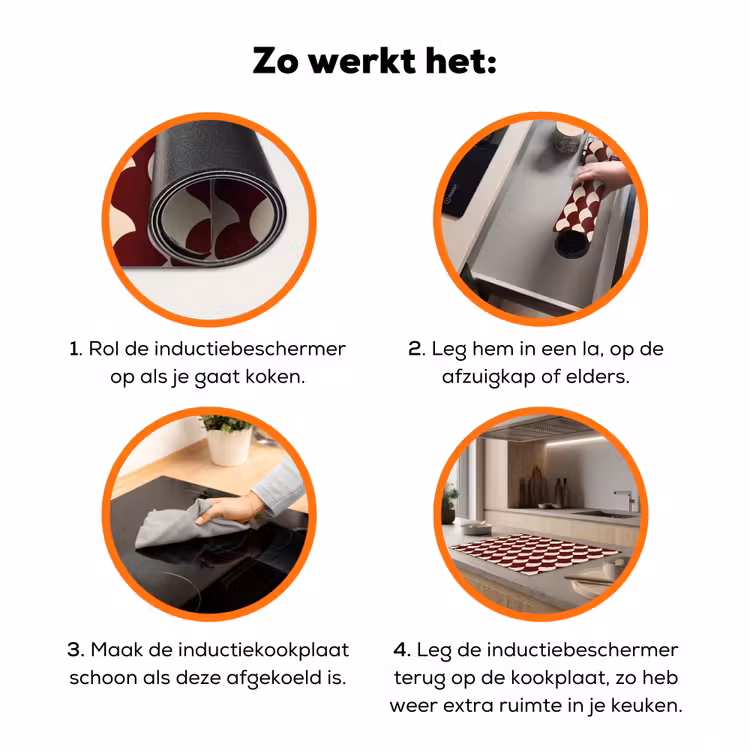 Rood - Tegelpatroon - Crème Inductie beschermer vinyl 3mm klein 276 -zzzzzzz-td-werking