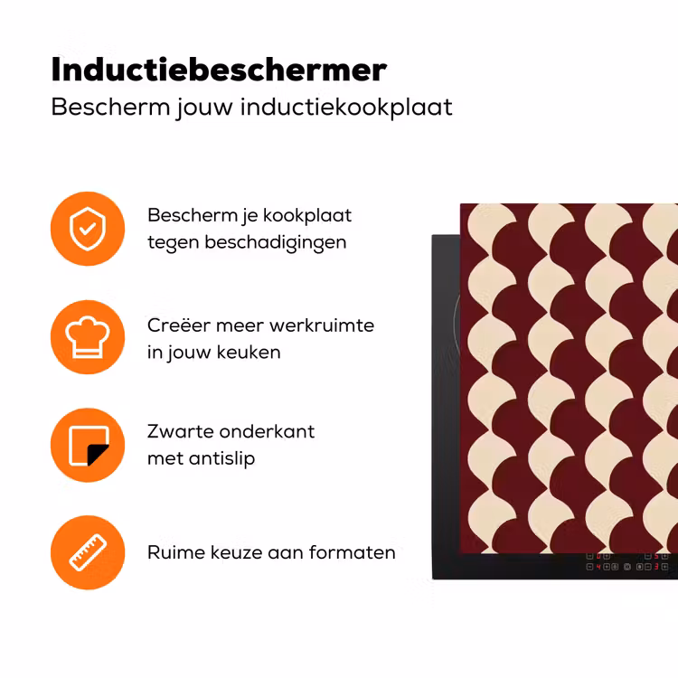 Rood - Tegelpatroon - Crème Inductie beschermer vinyl 3mm klein 276 -zzzzzzz-td-ups