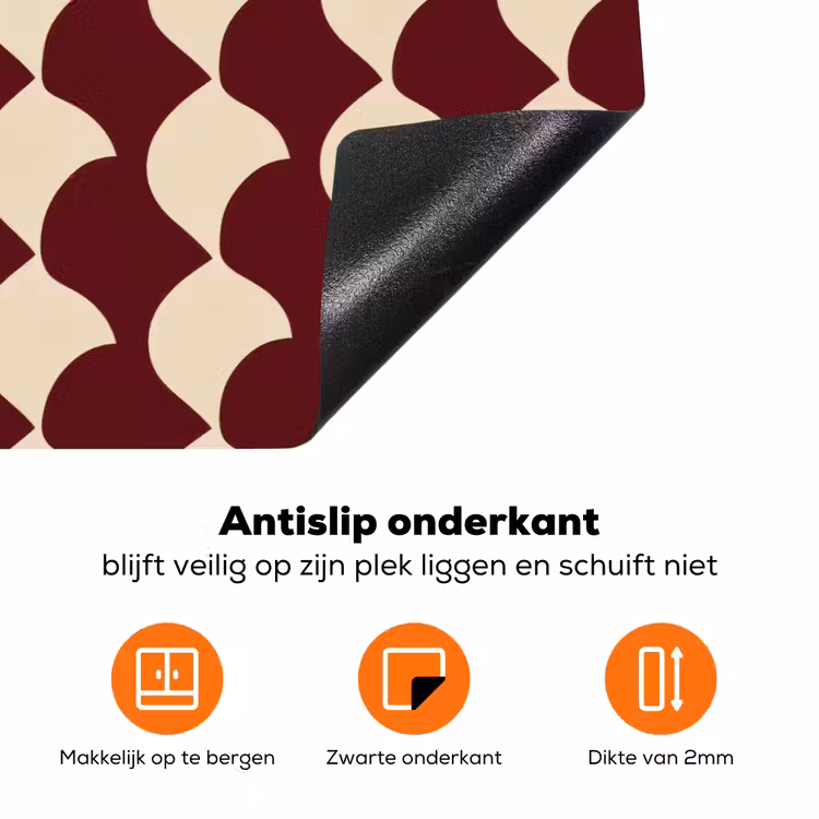 Rood - Tegelpatroon - Crème Inductie beschermer vinyl 3mm klein 276 -zzzzzzz-td-onderkant