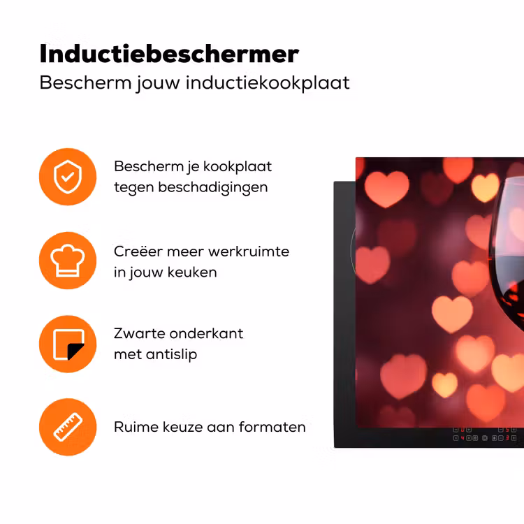 Rood - Wijn - Hartjes Inductie beschermer vinyl 3mm klein -zzzzzzz-td-ups