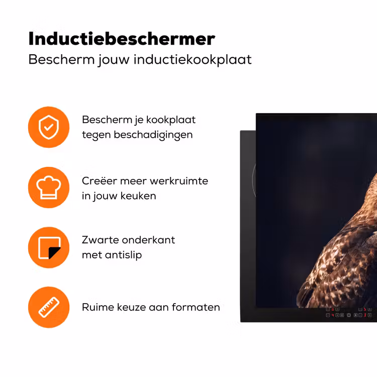 Roofvogel - Buizerd - Bruin Inductie beschermer vinyl 3mm klein -zzzzzzz-td-ups