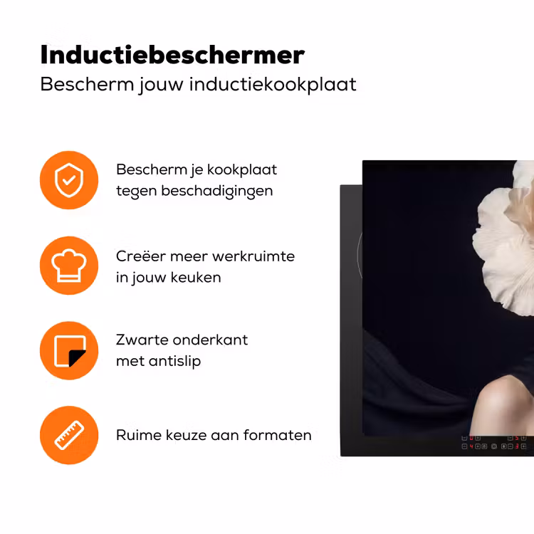 Roos - Tijdloos - Zwart Inductie beschermer vinyl 3mm klein -zzzzzzz-td-ups