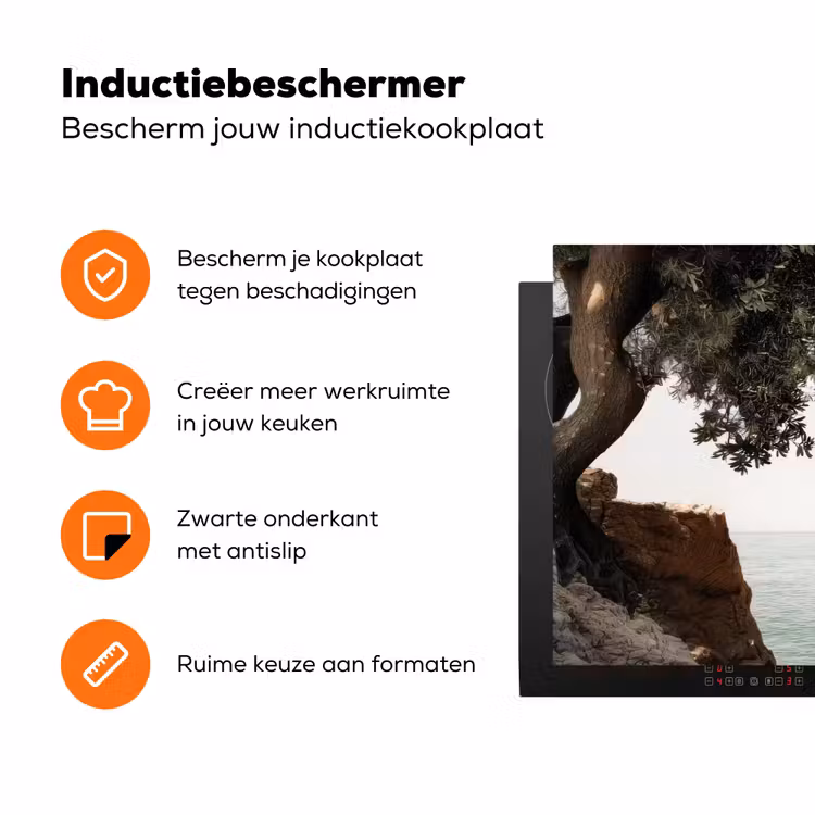 Rotsen - Zee - Boom - Groen Inductie beschermer vinyl 3mm klein -zzzzzzz-td-ups