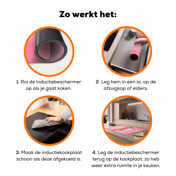 Roze - Bloemen - Cowboy Inductie beschermer vinyl 3mm klein -zzzzzzz-td-werking