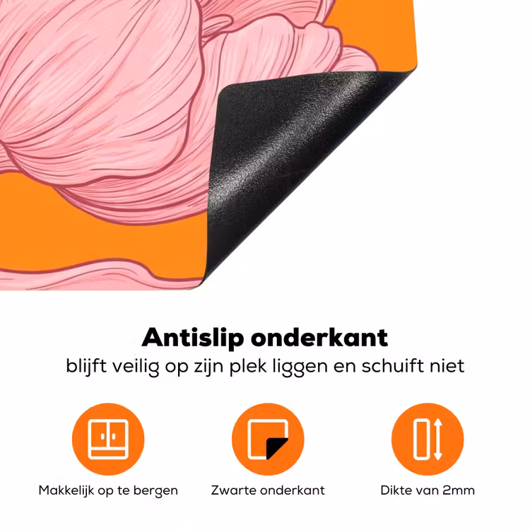 Inductiebeschermer - Roze bloemen - Modern - Roze bloemen - Modern Inductie beschermer vinyl 3mm klein