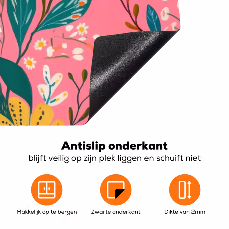 Roze - Bloemen - Wit - Oranje Inductie beschermer vinyl 3mm klein -zzzzzzz-td-onderkant