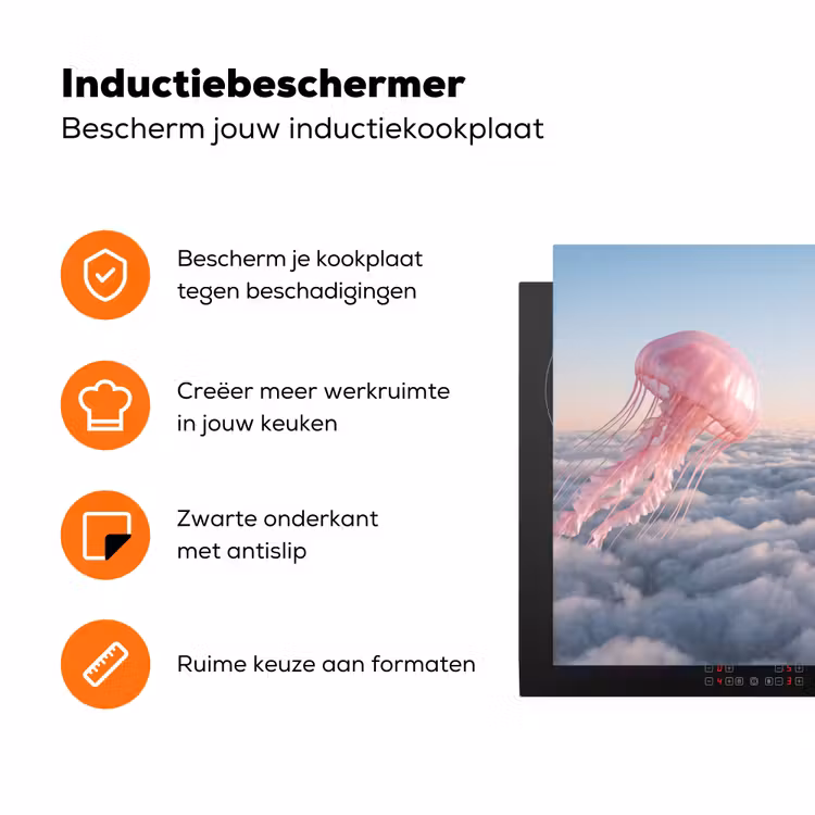 Inductiebeschermer - Roze dier - Wolken - Roze dier - Wolken Inductie beschermer vinyl 3mm klein