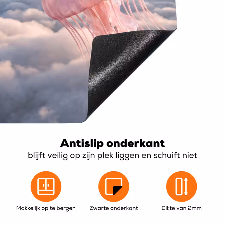 Inductiebeschermer - Roze dier - Wolken - Roze dier - Wolken Inductie beschermer vinyl 3mm klein