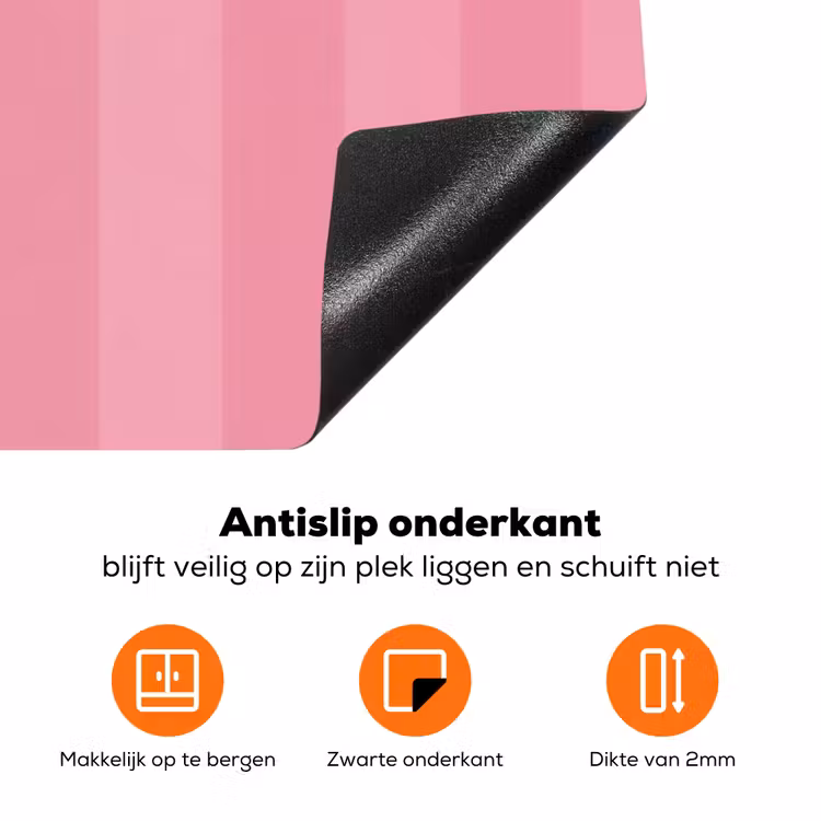 Roze - Gestreept - Belle Inductie beschermer vinyl 3mm klein -zzzzzzz-td-onderkant