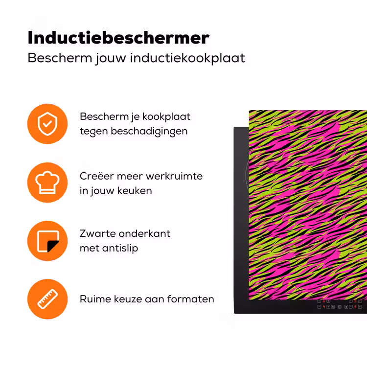 Roze - Groen - Neon - Dieren Inductie beschermer vinyl 3mm klein 276 -zzzzzzz-td-ups