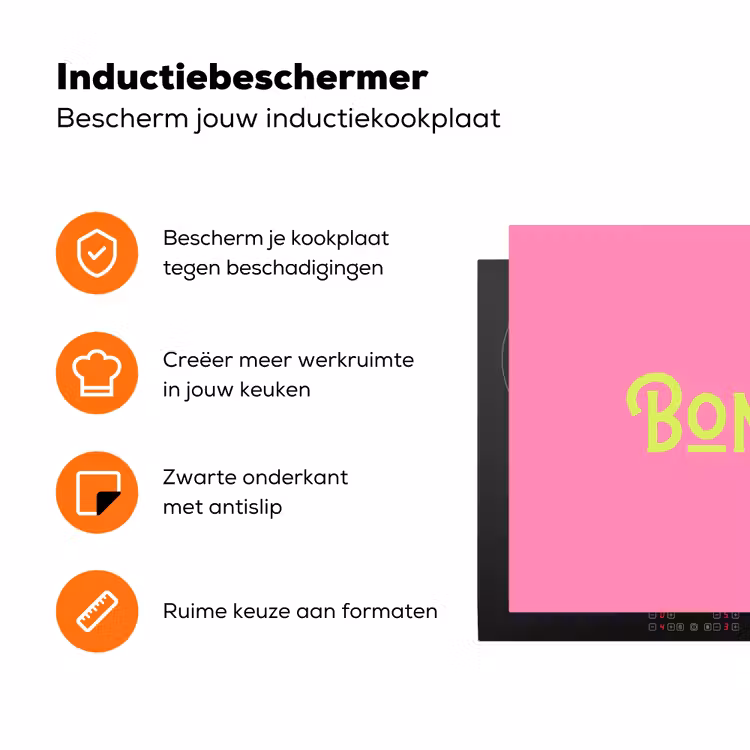 Roze - Groene Bonjour - art-deco Inductie beschermer vinyl 3mm klein -zzzzzzz-td-ups