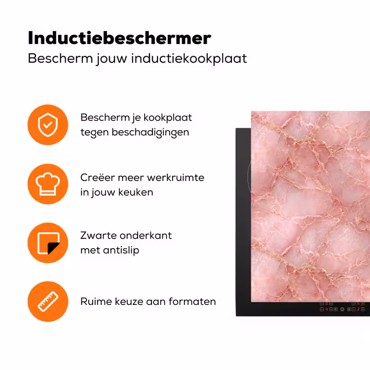 Roze - Kwarts - Goud - Marmer Inductie beschermer vinyl 3mm klein 276 -zzzzzzz-td-ups