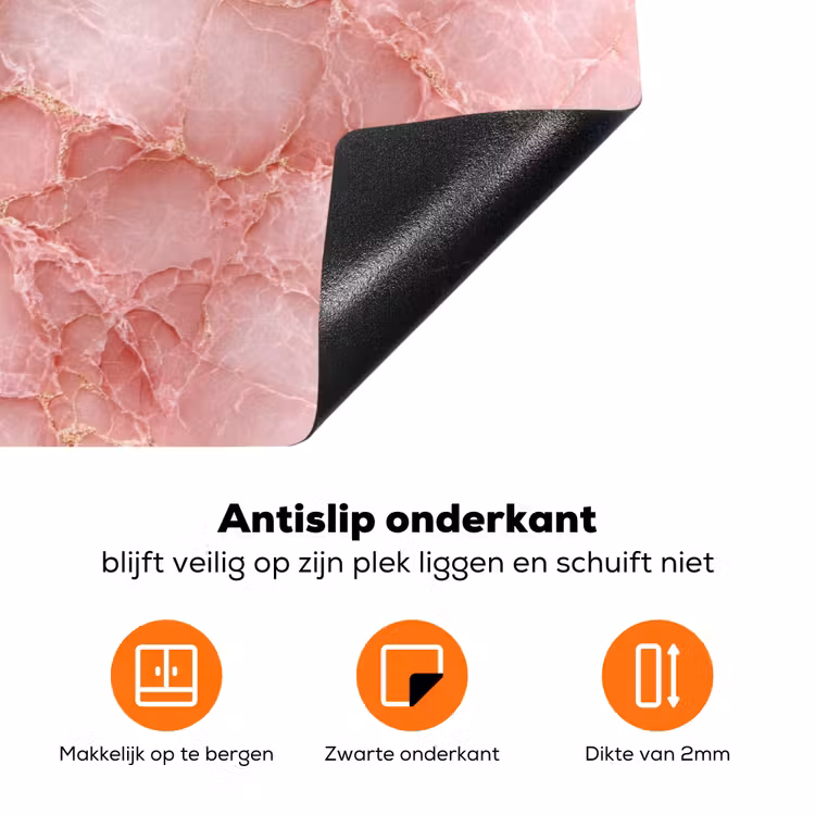 Roze - Kwarts - Goud - Marmer Inductie beschermer vinyl 3mm klein 276 -zzzzzzz-td-onderkant