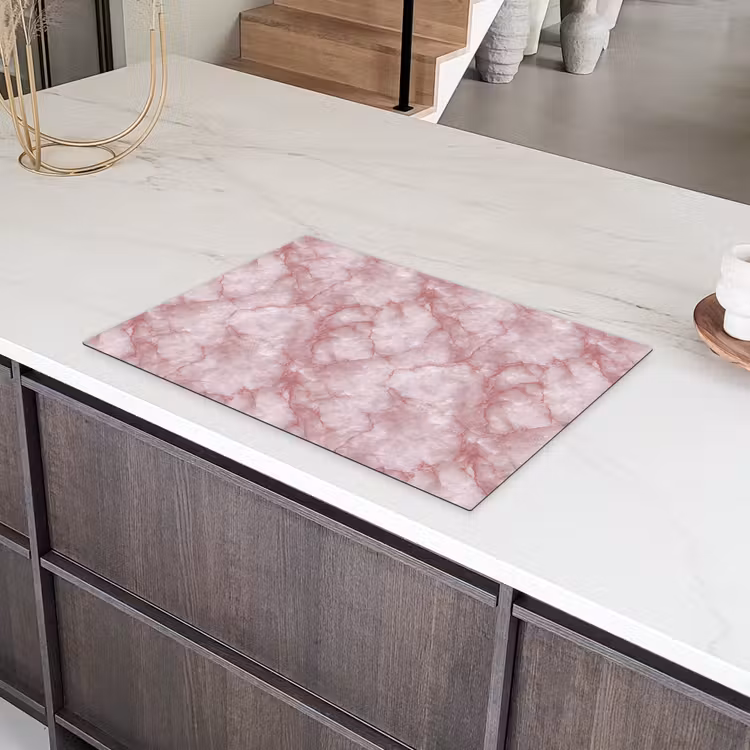 Roze - Kwartsmarmer - Aders Inductie beschermer vinyl 3mm klein 276 -sfeer8