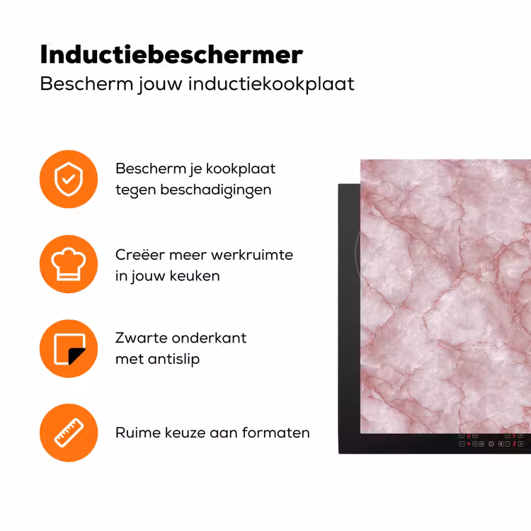 Roze - Kwartsmarmer - Aders Inductie beschermer vinyl 3mm klein 276 -zzzzzzz-td-ups
