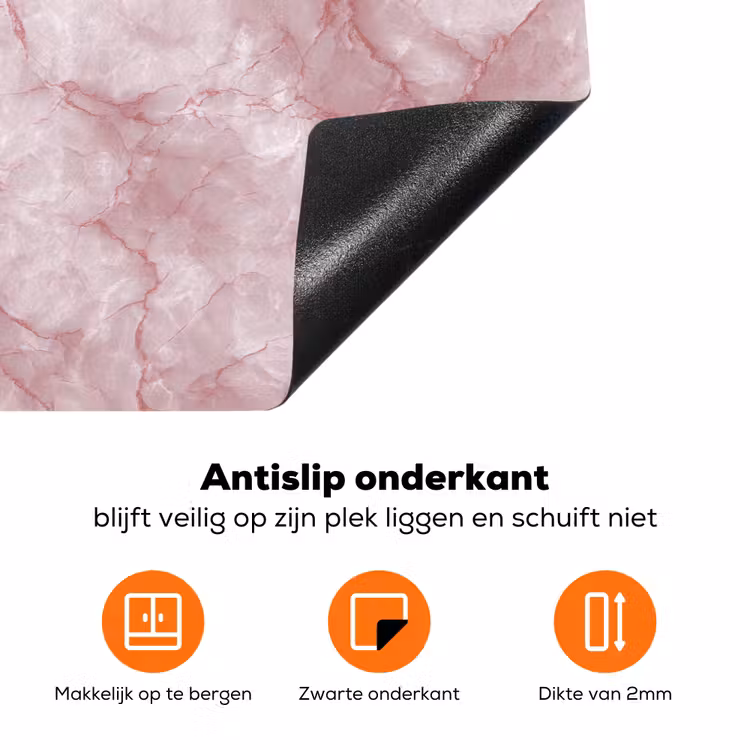 Roze - Kwartsmarmer - Aders Inductie beschermer vinyl 3mm klein 276 -zzzzzzz-td-onderkant