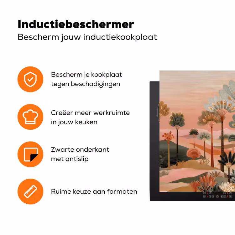 Roze landschap - Palmen - Water Inductie beschermer vinyl 3mm klein -zzzzzzz-td-ups